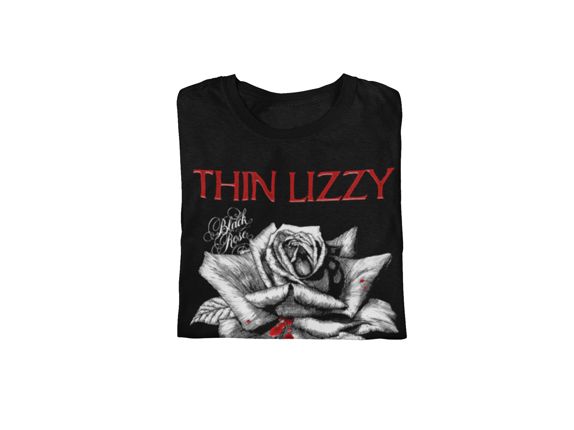 Stakes Thin Lizzy - Black Rose Jumbo Print T-Shirt [Apparel] Black