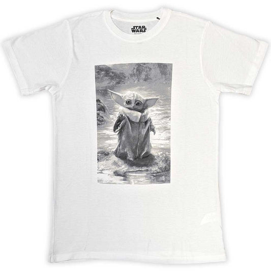 Star Wars The Mandalorian Grogu B&W [T-Shirt] - Rock Band Apparel