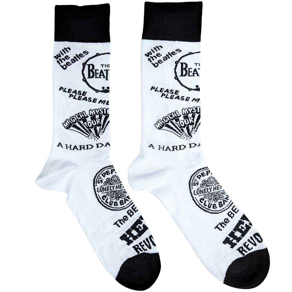 The Beatles Albums Monochrome [Socks] White