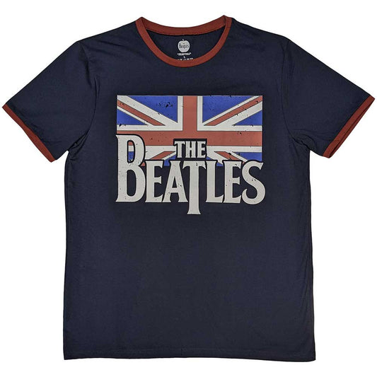 The Beatles Drop T Logo & Vintage Flag [] Blue