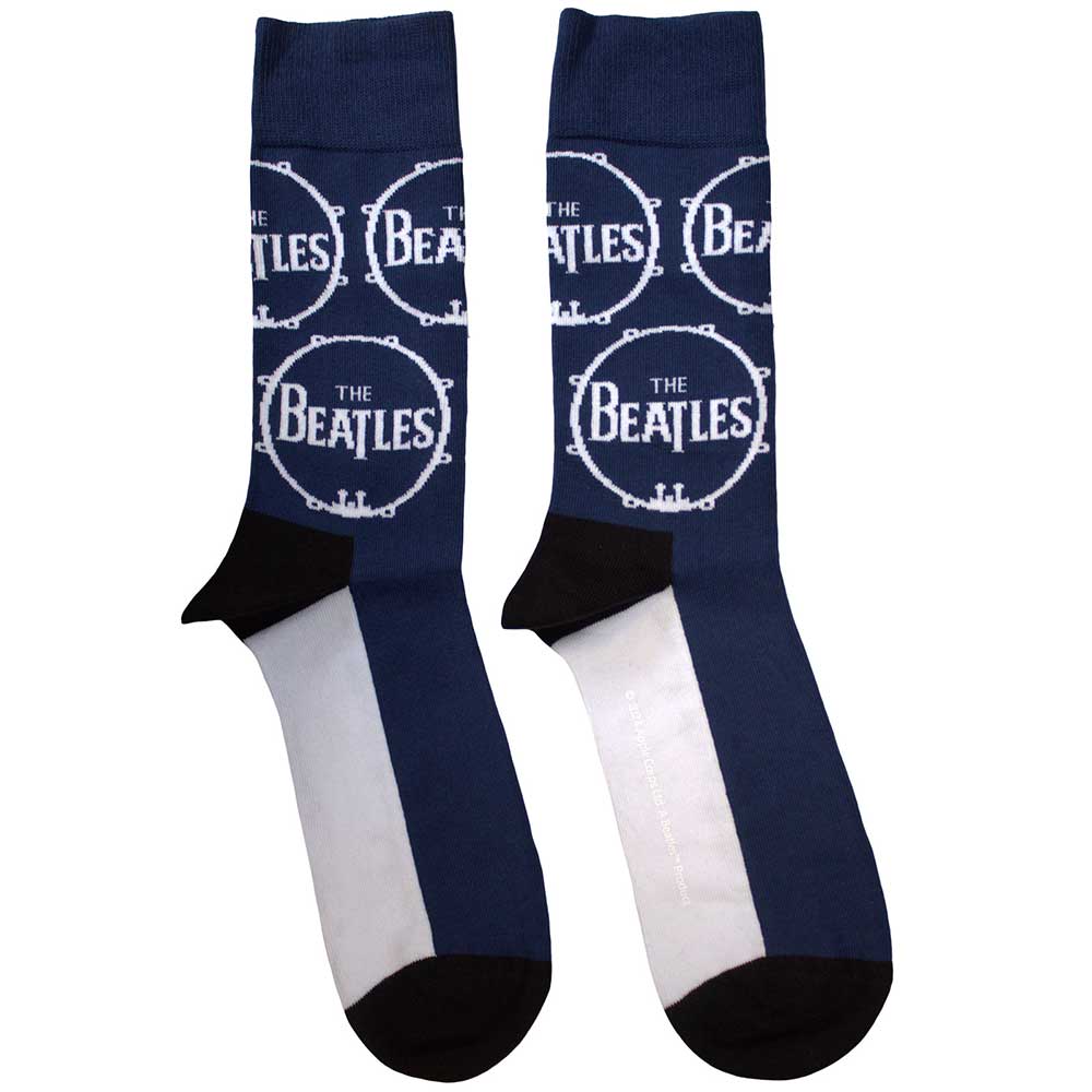 The Beatles Drum Logo Repeat [Socks] Blue