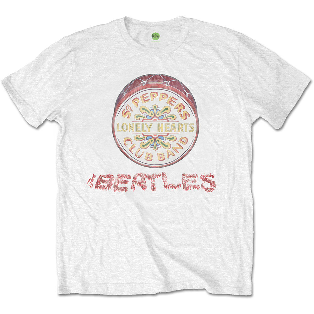 The Beatles Flowers Logo & Drum [T-Shirt] White