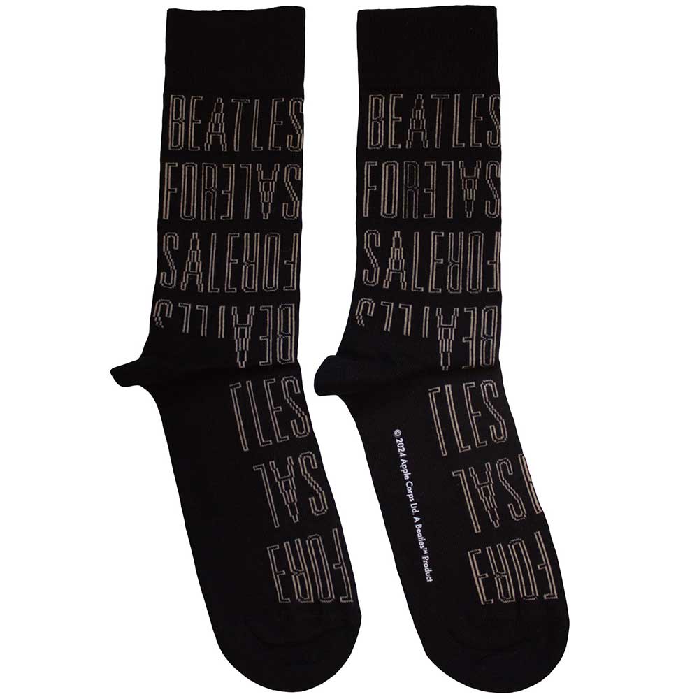 The Beatles For Sale Text Outlines Repeat [Socks] Black