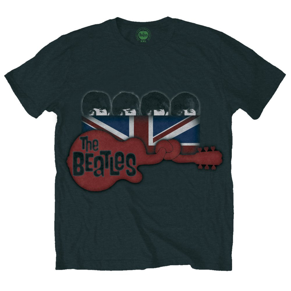 The Beatles Guitar & Flag [T-Shirt] Black