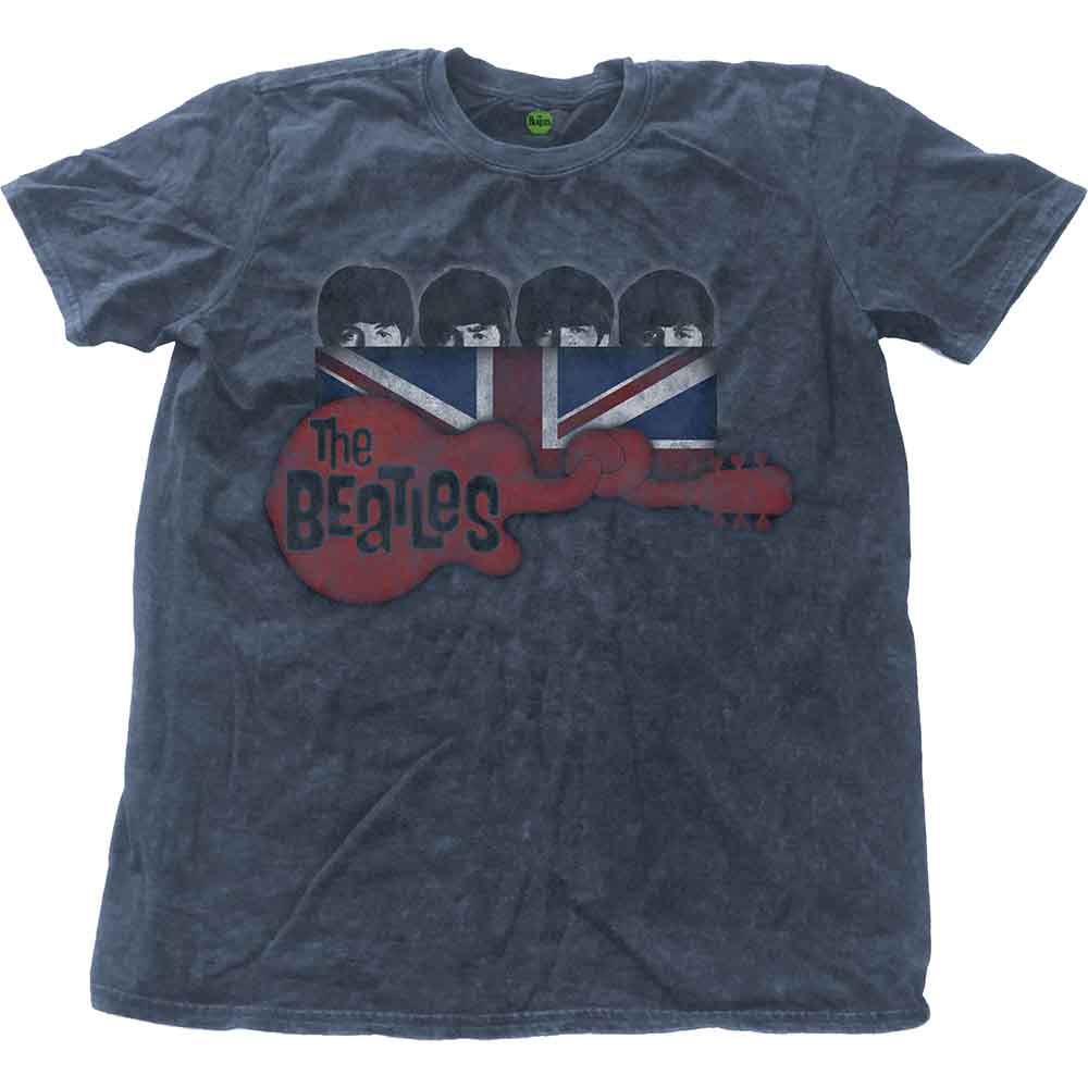 The Beatles Guitar & Flag [T-Shirt] Blue