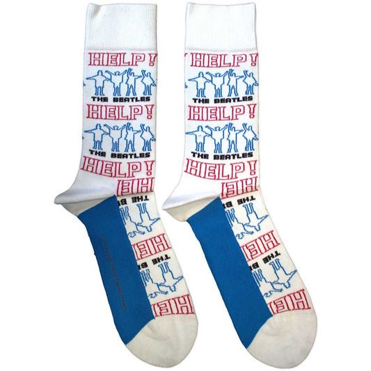 The Beatles Help! Outlines Repeat [Socks] White