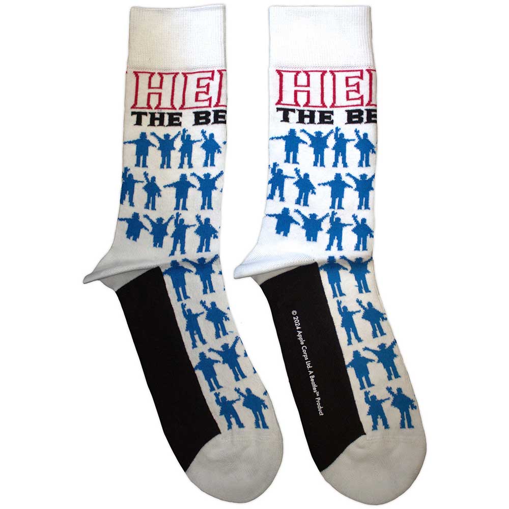 The Beatles Help Silhouettes Repeat [Socks] White