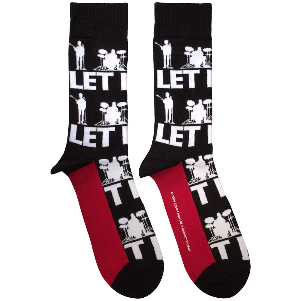 The Beatles Let It Be Silhouettes Repeat [Socks] Black