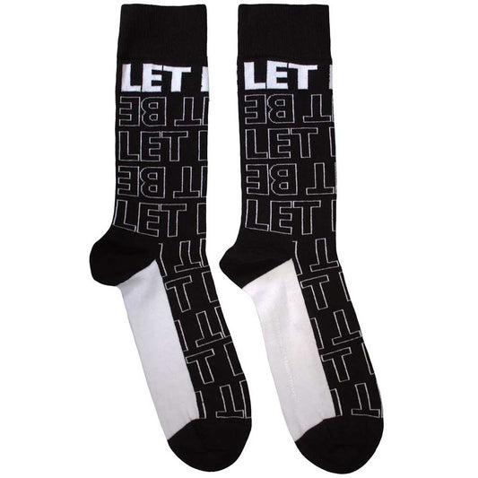 The Beatles Let It Be Text Outlines Repeat [Socks] Black