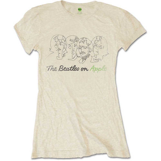 The Beatles Outline Faces on Apple [T-Shirt] - Rock Band Apparel