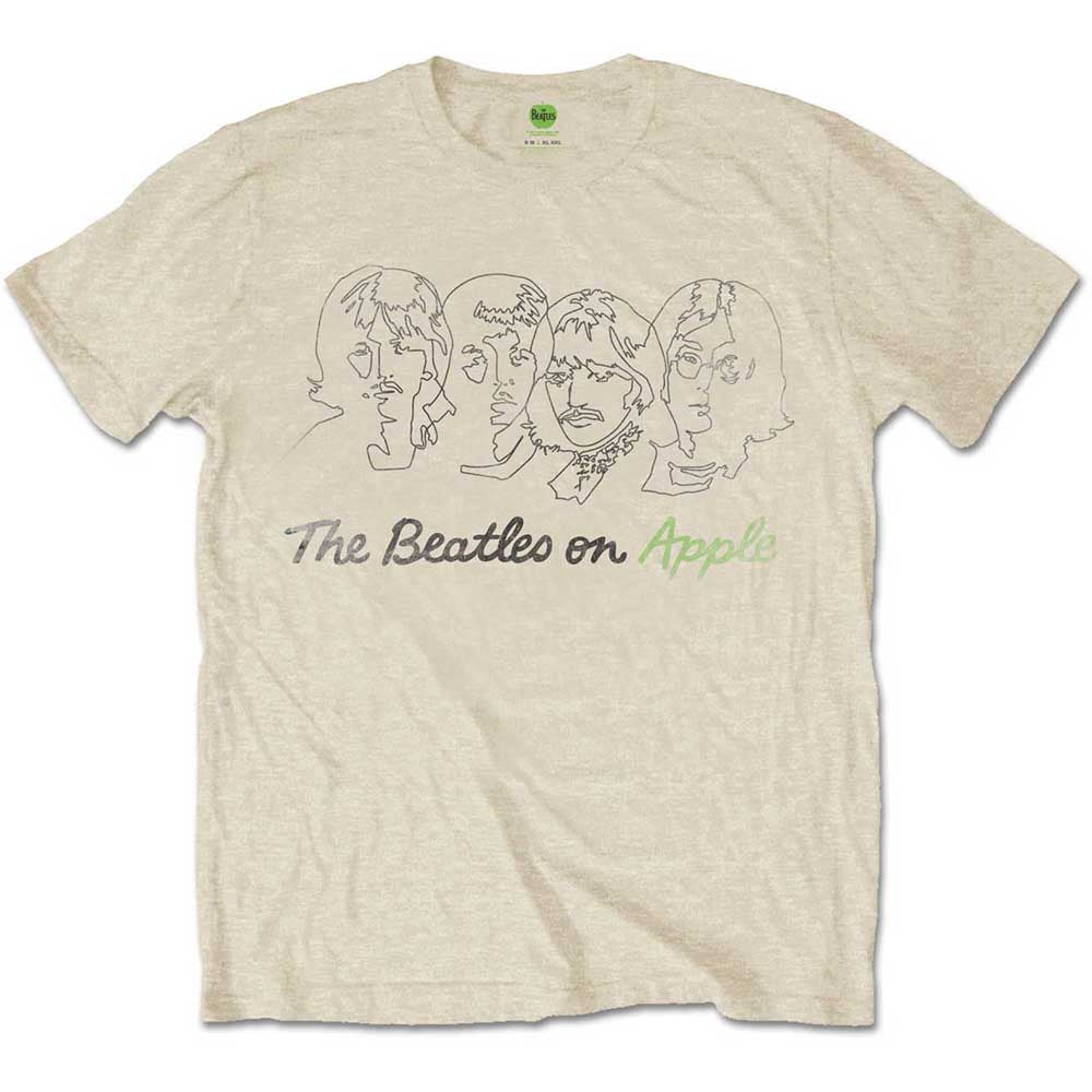 The Beatles Outline Faces on Apple [T-Shirt] Neutral