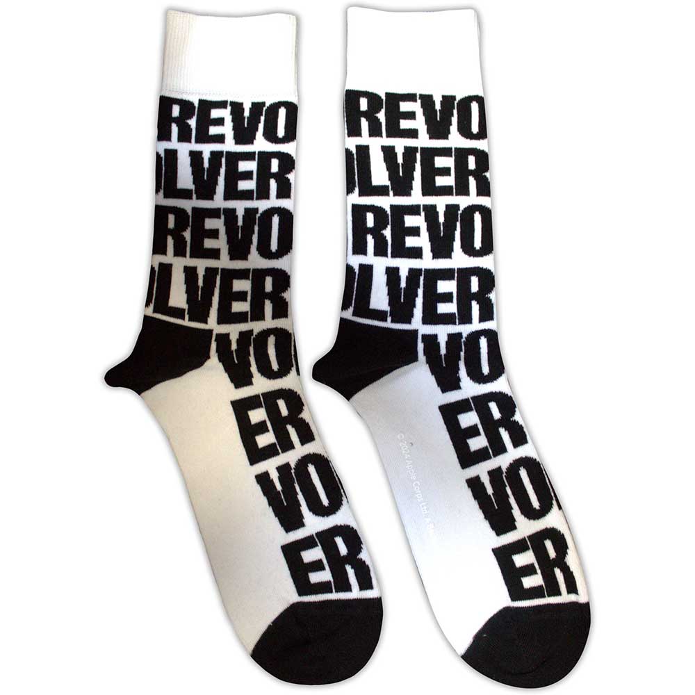 The Beatles Revolver Text Repeat [Socks] White