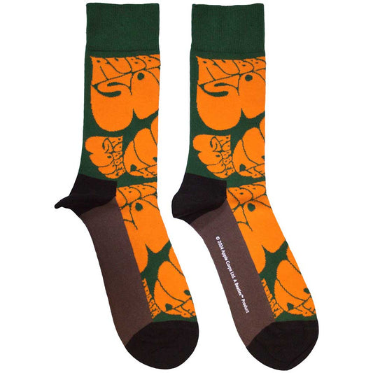 The Beatles Rubber Soul Text Repeat [Socks] Green