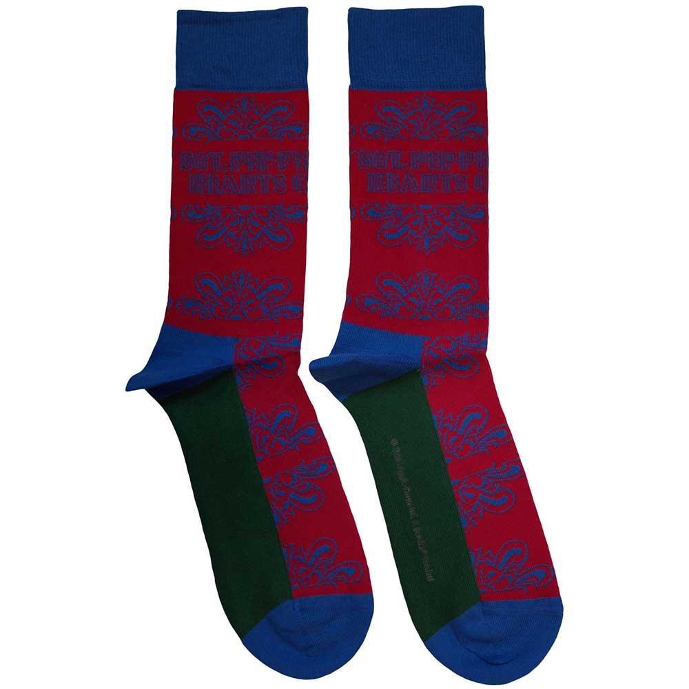 The Beatles Sgt Pepper Text Outlines [Socks] Red