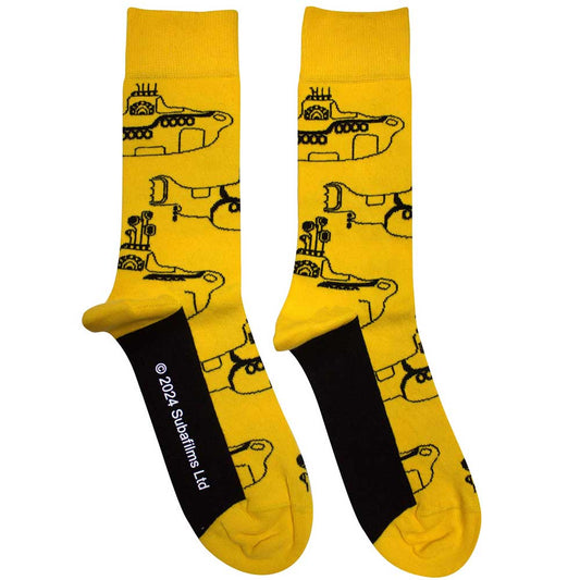 The Beatles Sub Outline Repeat [Socks] Yellow