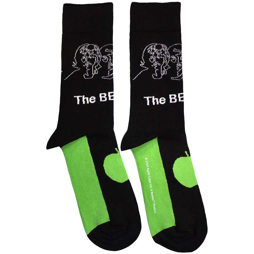 The Beatles White Album Faces Outlines & Apple [Socks] Black