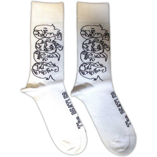 The Beatles White Album Faces Outlines [Socks] White