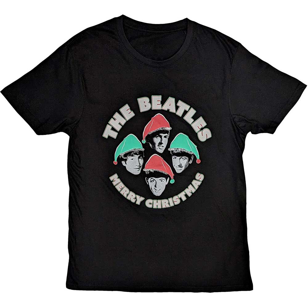 The Beatles Xmas Hats [T-Shirt] Black