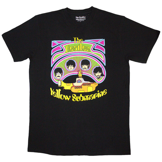 The Beatles Yellow Submarine Heads in Circles v2 [T-Shirt] Black