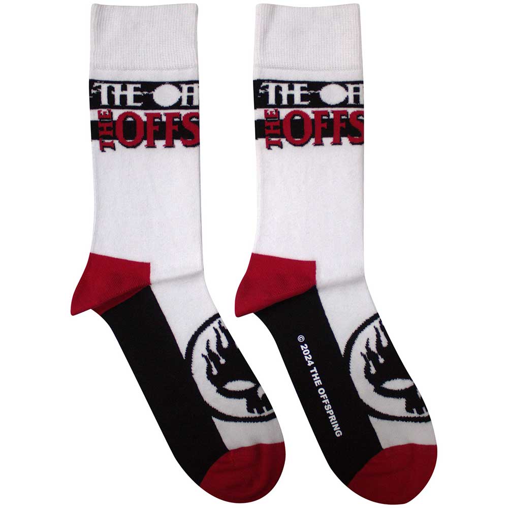 The Offspring Flaming Skull Logo [Socks] White