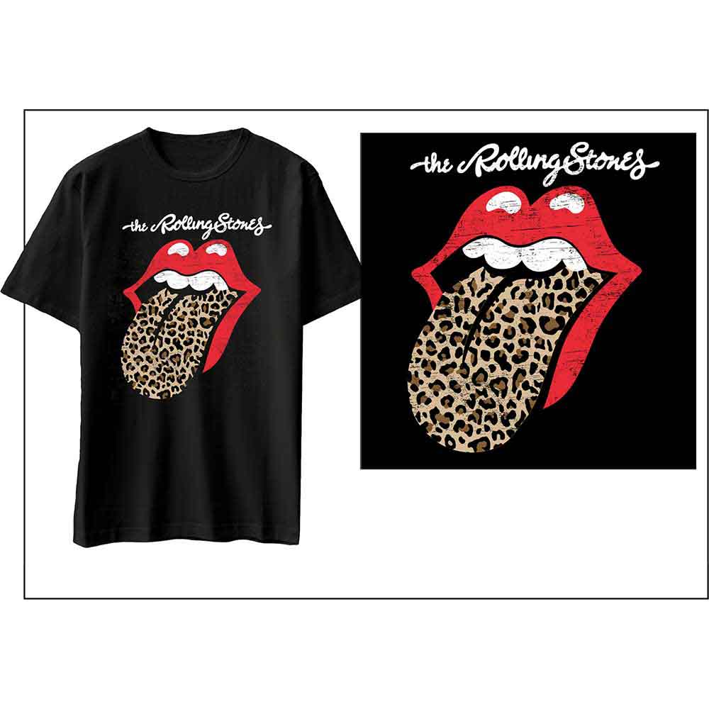 The Rolling Stones Leopard Print Tongue [T-Shirt] - Rock Band Apparel