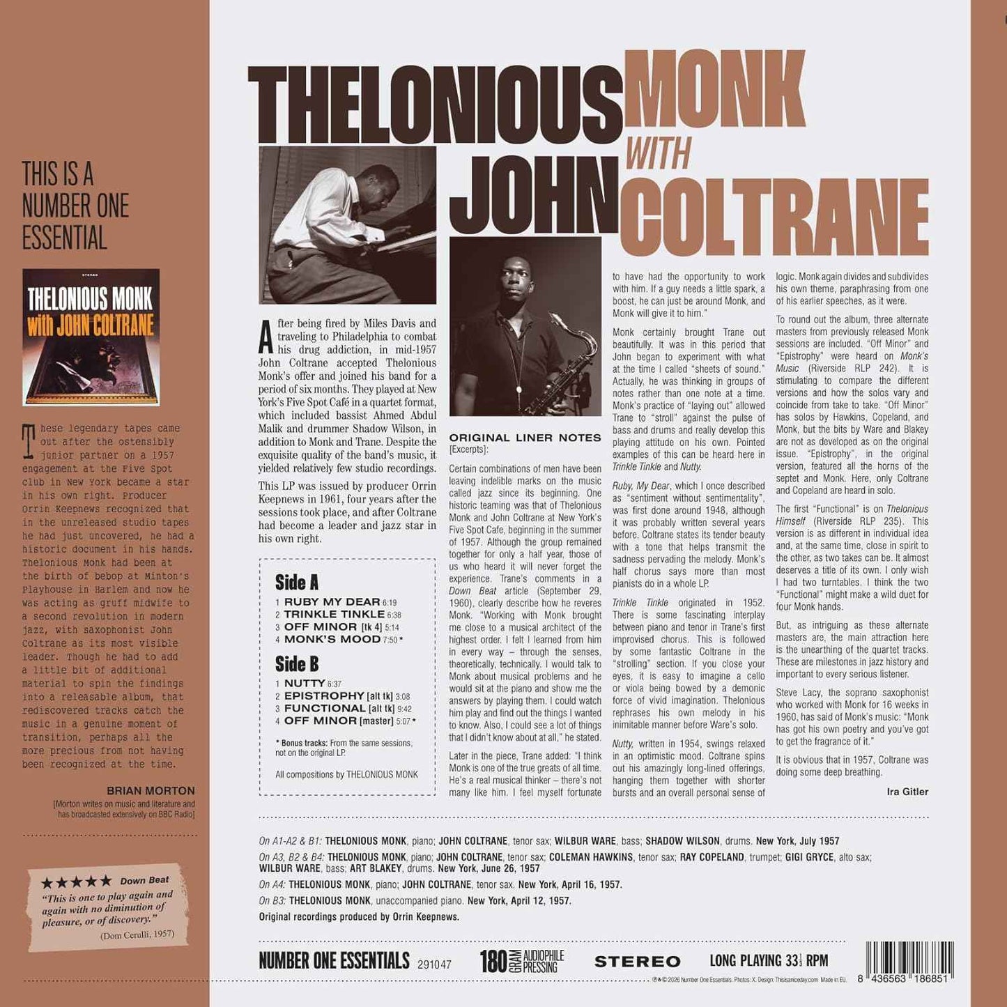 Thelonious Monk With John Coltrane (Limited Edition, 180 Gram Vinyl with Bonus Tracks) [Import] [Vinyl]