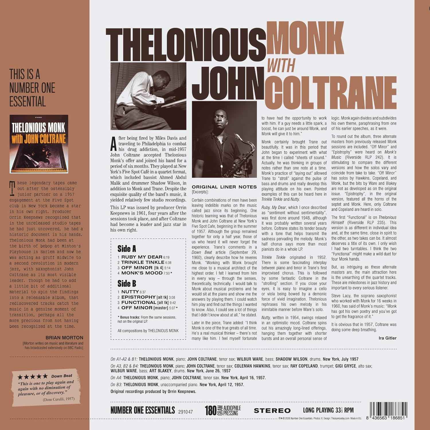 Thelonious Monk With John Coltrane (Limited Edition, 180 Gram Vinyl with Bonus Tracks) [Import] [Vinyl]