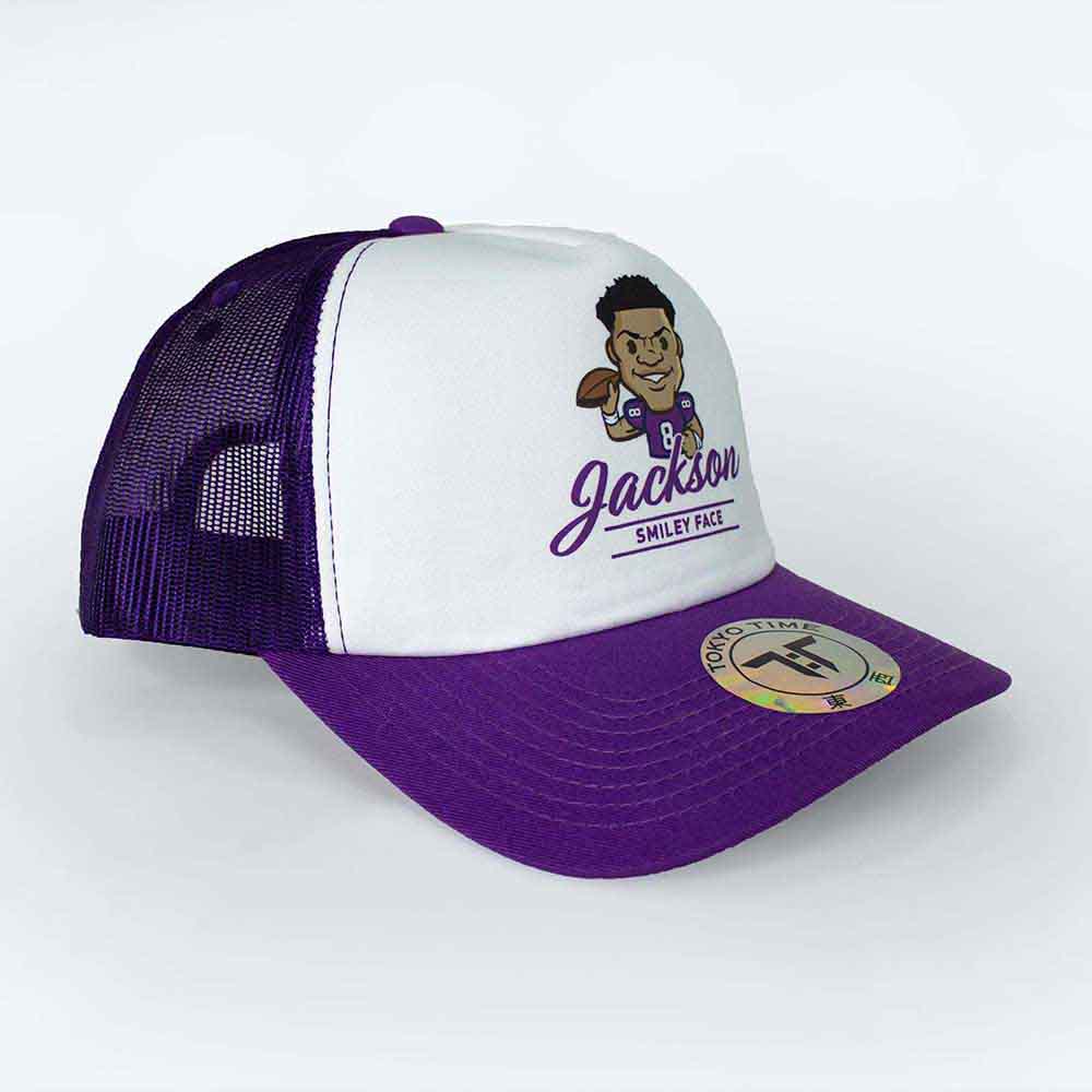 Tokyo Time Lamar Jackson NFLPA Emoji [Hat] White, Purple