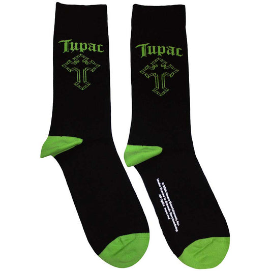 Tupac Green Cross [Socks] Black