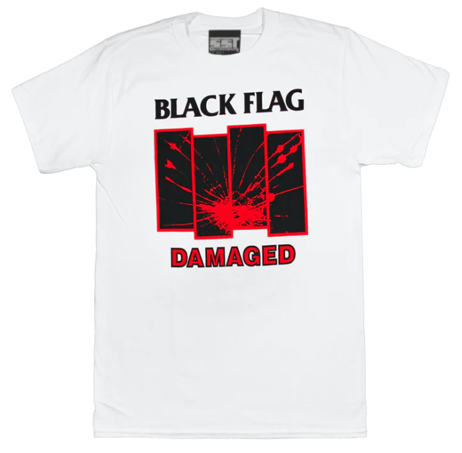 Black Flag Damaged Logo White [T-Shirt] - Rock Band Apparel